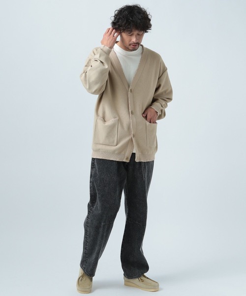 BAYFLOW（ベイフロー）の「ステッチニットカーディガン（カーディガン/ボレロ・メンズ・ブラック/ベージュ・LARGE/MEDIUM）」の4枚目の写真