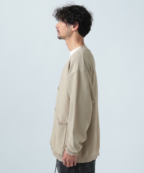 BAYFLOW（ベイフロー）の「ステッチニットカーディガン（カーディガン/ボレロ・メンズ・ブラック/ベージュ・LARGE/MEDIUM）」の6枚目の写真