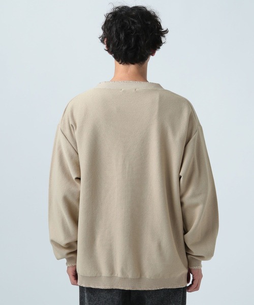 BAYFLOW（ベイフロー）の「ステッチニットカーディガン（カーディガン/ボレロ・メンズ・ブラック/ベージュ・LARGE/MEDIUM）」の7枚目の写真