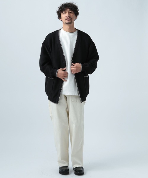 BAYFLOW（ベイフロー）の「ステッチニットカーディガン（カーディガン/ボレロ・メンズ・ブラック/ベージュ・LARGE/MEDIUM）」の3枚目の写真