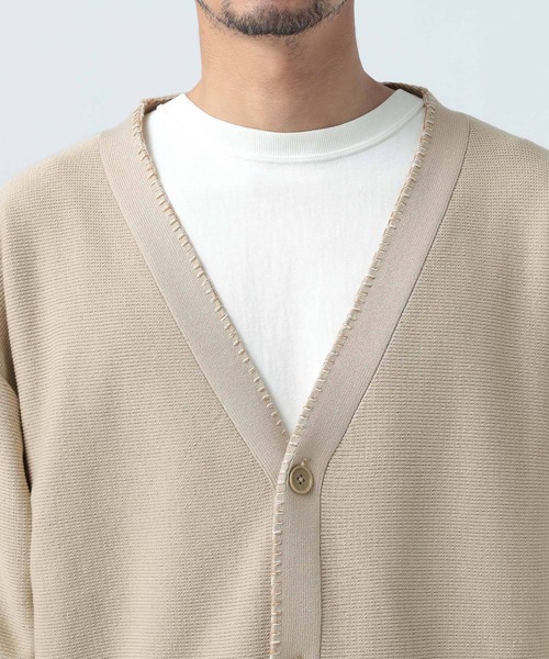 BAYFLOW（ベイフロー）の「ステッチニットカーディガン（カーディガン/ボレロ・メンズ・ブラック/ベージュ・LARGE/MEDIUM）」の8枚目の写真