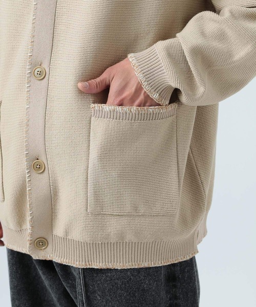 BAYFLOW（ベイフロー）の「ステッチニットカーディガン（カーディガン/ボレロ・メンズ・ブラック/ベージュ・LARGE/MEDIUM）」の10枚目の写真