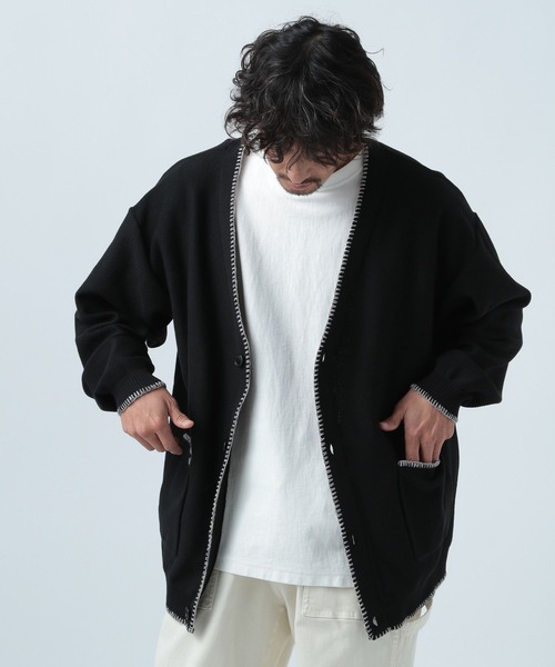 BAYFLOW（ベイフロー）の「ステッチニットカーディガン（カーディガン/ボレロ・メンズ・ブラック/ベージュ・LARGE/MEDIUM）」の17枚目の写真