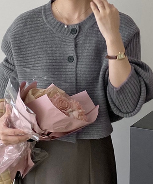 kirakiraShop(キラキラショップ)の「横リブ ボレロ ニット カーディガン(ニット/セーター・レディース・パープル/ライトパープル/チャコール/ホワイト・FREE)」の11枚目の写真