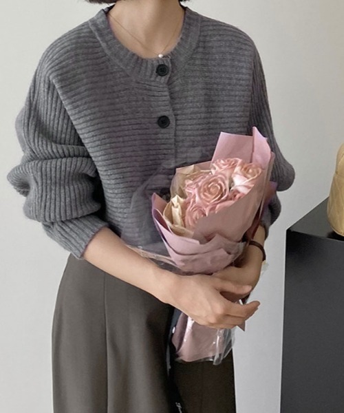 kirakiraShop(キラキラショップ)の「横リブ ボレロ ニット カーディガン(ニット/セーター・レディース・パープル/ライトパープル/チャコール/ホワイト・FREE)」の12枚目の写真