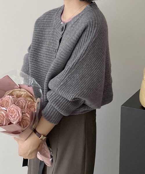 kirakiraShop(キラキラショップ)の「横リブ ボレロ ニット カーディガン(ニット/セーター・レディース・パープル/ライトパープル/チャコール/ホワイト・FREE)」の13枚目の写真