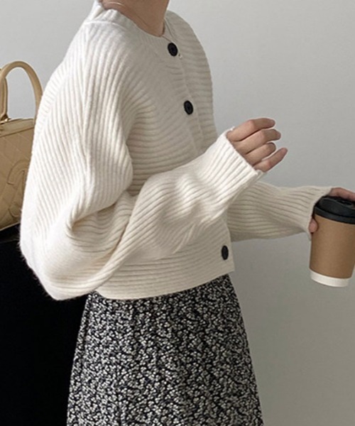 kirakiraShop(キラキラショップ)の「横リブ ボレロ ニット カーディガン(ニット/セーター・レディース・パープル/ライトパープル/チャコール/ホワイト・FREE)」の7枚目の写真