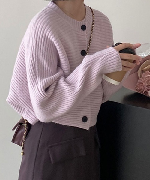 kirakiraShop(キラキラショップ)の「横リブ ボレロ ニット カーディガン(ニット/セーター・レディース・パープル/ライトパープル/チャコール/ホワイト・FREE)」の16枚目の写真