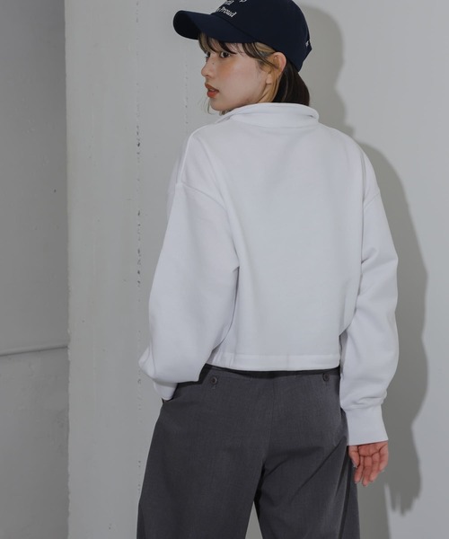 Champion(チャンピオン)の「『別注』Champion×SENSE OF PLACE ハーフジップトップ(スウェット・レディース・ネイビー/ホワイト/オートミール・ONE)」の5枚目の写真