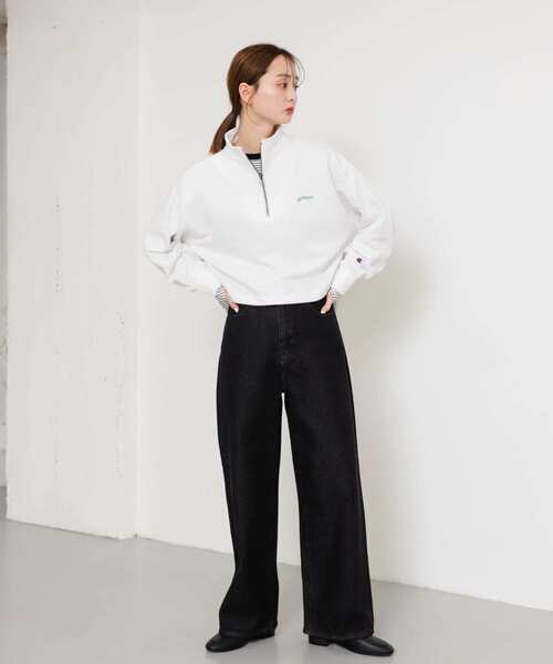 Champion(チャンピオン)の「『別注』Champion×SENSE OF PLACE ハーフジップトップ(スウェット・レディース・ネイビー/ホワイト/オートミール・ONE)」の9枚目の写真