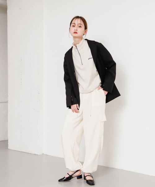 Champion(チャンピオン)の「『別注』Champion×SENSE OF PLACE ハーフジップトップ(スウェット・レディース・ネイビー/ホワイト/オートミール・ONE)」の16枚目の写真