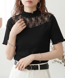 tanakadaisuke/タナカダイスケ】lace up sleeve sheer tops/レース