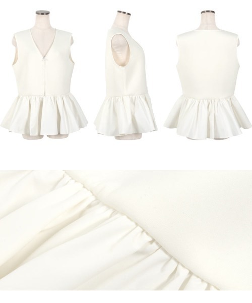 KOBE LETTUCE(コウベレタス)の「ダンボールペプラムVネックベスト(ベスト・レディース・ブラック/オフホワイト・M)」の9枚目の写真