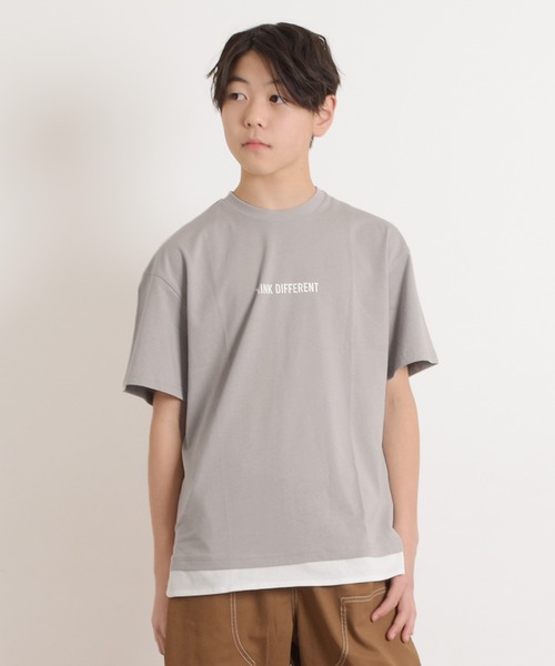 GLAZOS(グラソス)の「【大人向けサイズあり】裾ラウンドレイヤード半袖Tシャツ(Tシャツ/カットソー・キッズ・ネイビー/ライトグレー/ライトブルー/ブラック・140cm/150cm/160cm/170cm)」の2枚目の写真