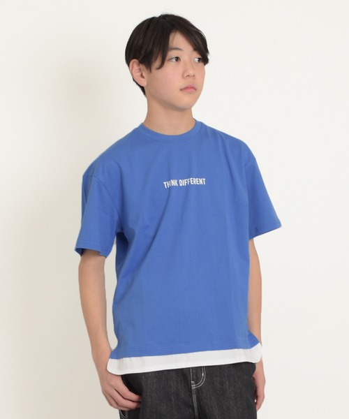 GLAZOS(グラソス)の「【大人向けサイズあり】裾ラウンドレイヤード半袖Tシャツ(Tシャツ/カットソー・キッズ・ネイビー/ライトグレー/ライトブルー/ブラック・140cm/150cm/160cm/170cm)」の3枚目の写真