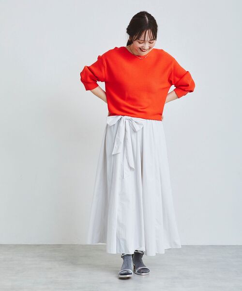le.coeur blanc（ルクールブラン）の「横リブボリュームスリーブニット（ニット/セーター・レディース・オレンジ/ネイビー/オフホワイト/サックスブルー・38）」の9枚目の写真