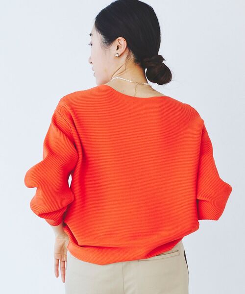 le.coeur blanc（ルクールブラン）の「横リブボリュームスリーブニット（ニット/セーター・レディース・オレンジ/ネイビー/オフホワイト/サックスブルー・38）」の17枚目の写真