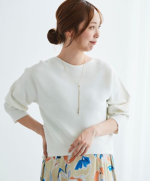 ニット 横リブボリュームスリーブニット レディース le.coeur blanc ニット 横リブボリュームスリーブニット