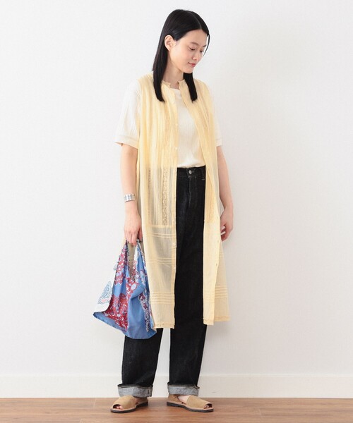 BEAMS BOY（ビームスボーイ）の「BEAMS BOY / ヴィンテージ レース ピンタック ノースリーブ（ワンピース・レディース・ブラック/オフホワイト/クリーム・ONE SIZE）」の4枚目の写真