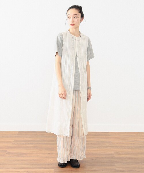 BEAMS BOY（ビームスボーイ）の「BEAMS BOY / ヴィンテージ レース ピンタック ノースリーブ（ワンピース・レディース・ブラック/オフホワイト/クリーム・ONE SIZE）」の7枚目の写真