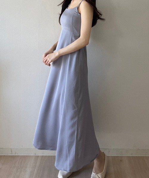 RiLi（リリ）の「ふんわりサテンキャミワンピ【RL】（ワンピース・レディース・ブルー/アイボリー/ピンク・FREE）」の2枚目の写真