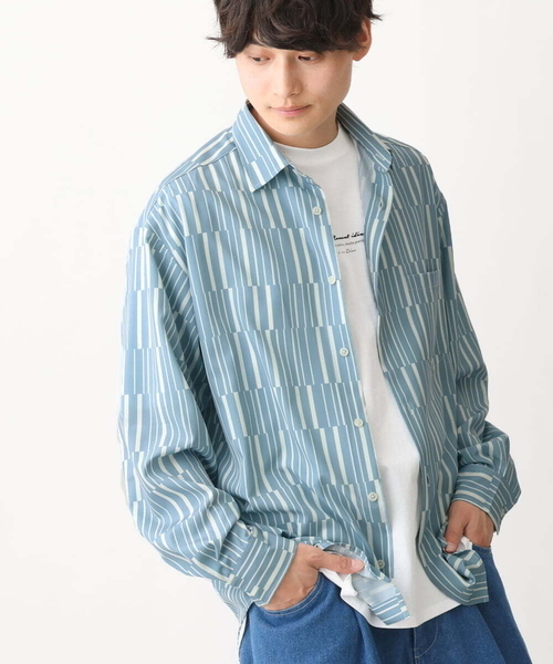 【セール】【イージーケア】変形ストライププリントシャツ（シャツ/ブラウス）｜a.v.v（アーヴェヴェ） 5,592円