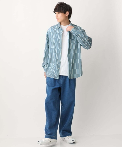 a.v.v(アーヴェヴェ)の「【イージーケア】変形ストライププリントシャツ(シャツ/ブラウス・メンズ・ダークインディゴブルー/ホワイト・48/46)」の7枚目の写真