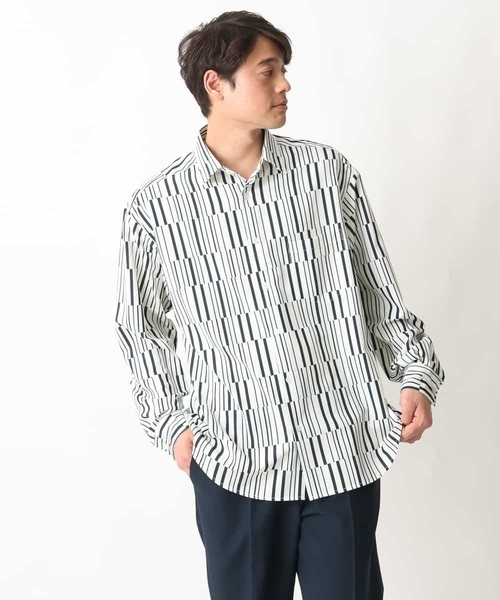 a.v.v(アーヴェヴェ)の「【イージーケア】変形ストライププリントシャツ(シャツ/ブラウス・メンズ・ダークインディゴブルー/ホワイト・48/46)」の10枚目の写真