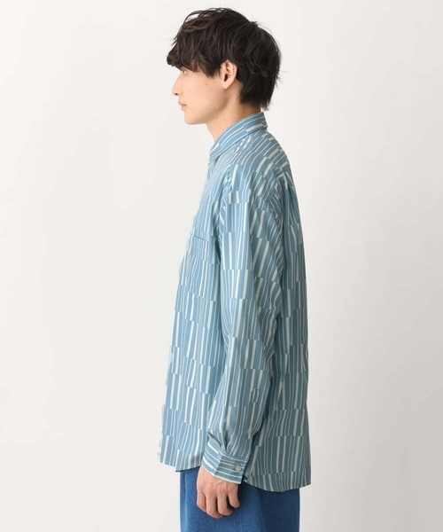 a.v.v(アーヴェヴェ)の「【イージーケア】変形ストライププリントシャツ(シャツ/ブラウス・メンズ・ダークインディゴブルー/ホワイト・48/46)」の16枚目の写真