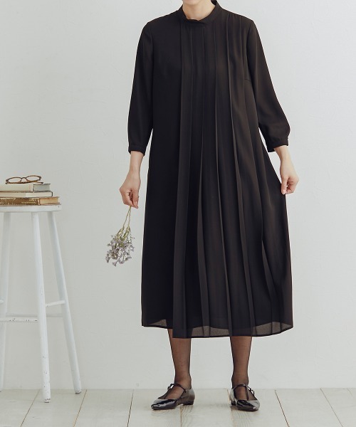 Neina（ネイナ）の「【喪服・礼服】日本製生地使用　洗える防しわスタンドカラーフロントプリーツワンピース 大きいサイズ有 〔Neina〕（スーツセット・レディース・ブラック・4L/3L/LL/L/M/5L）」の20枚目の写真