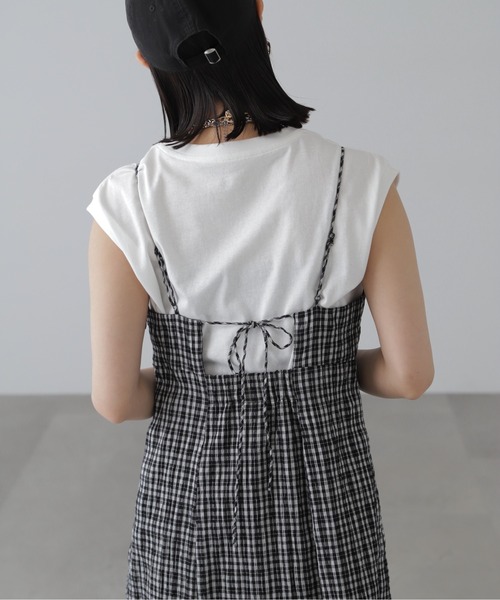 FREE'S MART（フリーズマート）の「【3サイズ展開XS-M】ぽこぽこチェックマーメイドキャミワンピース【低身長サイズ有】（ワンピース・レディース・ブラック/ブラック系その他/グリーン系その他/ホワイト・X-SMALL/SMALL/MEDIUM）」の17枚目の写真