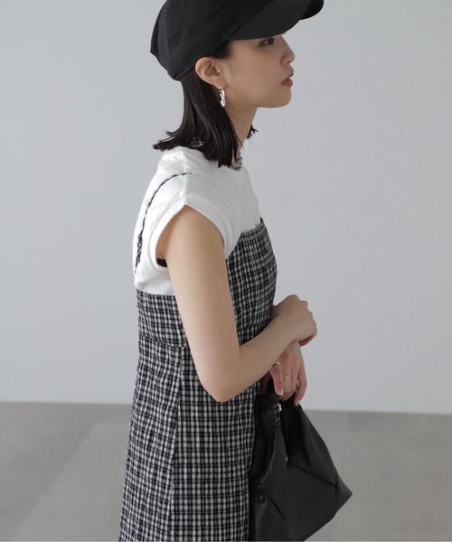 FREE'S MART（フリーズマート）の「【3サイズ展開XS-M】ぽこぽこチェックマーメイドキャミワンピース【低身長サイズ有】（ワンピース・レディース・ブラック/ブラック系その他/グリーン系その他/ホワイト・X-SMALL/SMALL/MEDIUM）」の18枚目の写真