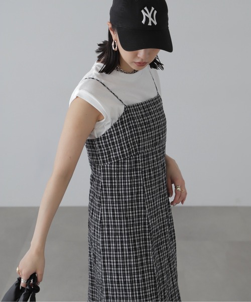 FREE'S MART（フリーズマート）の「【3サイズ展開XS-M】ぽこぽこチェックマーメイドキャミワンピース【低身長サイズ有】（ワンピース・レディース・ブラック/ブラック系その他/グリーン系その他/ホワイト・X-SMALL/SMALL/MEDIUM）」の19枚目の写真