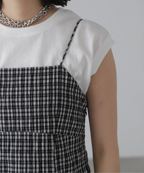 FREE'S MART（フリーズマート）の「【3サイズ展開XS-M】ぽこぽこチェックマーメイドキャミワンピース【低身長サイズ有】（ワンピース・レディース・ブラック/ブラック系その他/グリーン系その他/ホワイト・X-SMALL/SMALL/MEDIUM）」の20枚目の写真