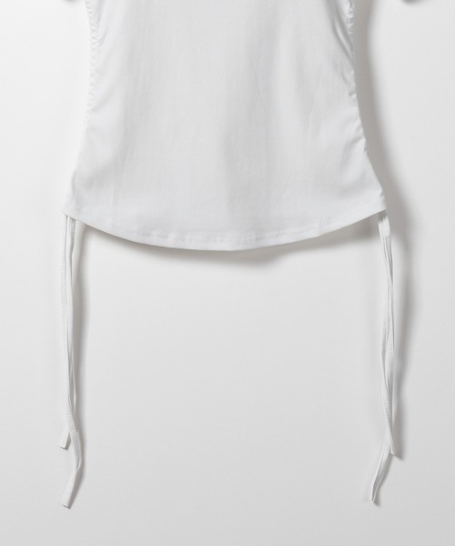 me+em select(ミームセレクト)の「【 2color 】サイドシャーリングリボン半袖ショートTシャツ / side shirring ribbon short Tee(Tシャツ/カットソー・レディース・ブラック/ホワイト・FREE)」の11枚目の写真
