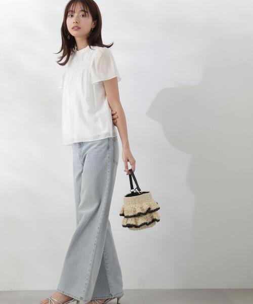 PROPORTION BODY DRESSING（プロポーションボディドレッシング）の「シャーリングデザインシアーブラウス / 1214110500（シャツ/ブラウス・レディース・ネイビー/ホワイト系その他/ブラウン・SMALL/MEDIUM）」の14枚目の写真