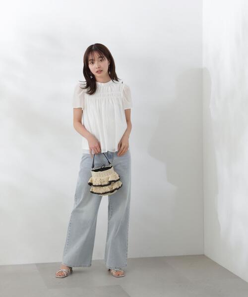 PROPORTION BODY DRESSING（プロポーションボディドレッシング）の「シャーリングデザインシアーブラウス / 1214110500（シャツ/ブラウス・レディース・ネイビー/ホワイト系その他/ブラウン・SMALL/MEDIUM）」の13枚目の写真