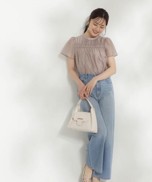 PROPORTION BODY DRESSING（プロポーションボディドレッシング）の「シャーリングデザインシアーブラウス / 1214110500（シャツ/ブラウス・レディース・ネイビー/ホワイト系その他/ブラウン・SMALL/MEDIUM）」の8枚目の写真