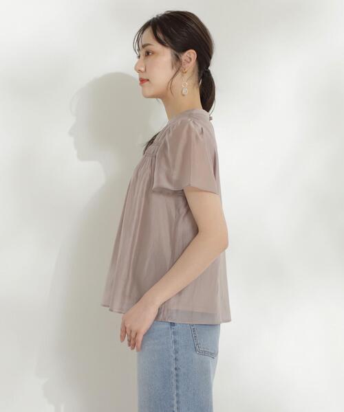 PROPORTION BODY DRESSING（プロポーションボディドレッシング）の「シャーリングデザインシアーブラウス / 1214110500（シャツ/ブラウス・レディース・ネイビー/ホワイト系その他/ブラウン・SMALL/MEDIUM）」の5枚目の写真