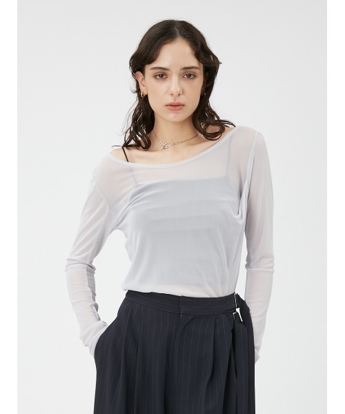 【新品タグ付】チュールドレープカットトップス セルフォード CELFORD チュールドレープカットトップス （OWHT