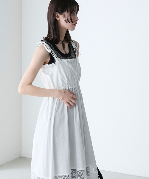 forksy.（フォルクシー）の「【forksy.】レース切り替えリボンキャミワンピース（ワンピース・レディース・オフホワイト/ブラック・FREE）」の14枚目の写真