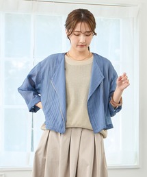 NICOLE white | シアーライダースブルゾン(ブルゾン)