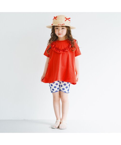 p.premier(ピードットプルミエ)の「フリルメロウTシャツ(Tシャツ/カットソー・キッズ・レッド/オフホワイト/グリーン/チャコール・80/130/140/90/100/110/120)」の5枚目の写真