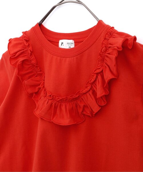 p.premier(ピードットプルミエ)の「フリルメロウTシャツ(Tシャツ/カットソー・キッズ・レッド/オフホワイト/グリーン/チャコール・80/130/140/90/100/110/120)」の20枚目の写真