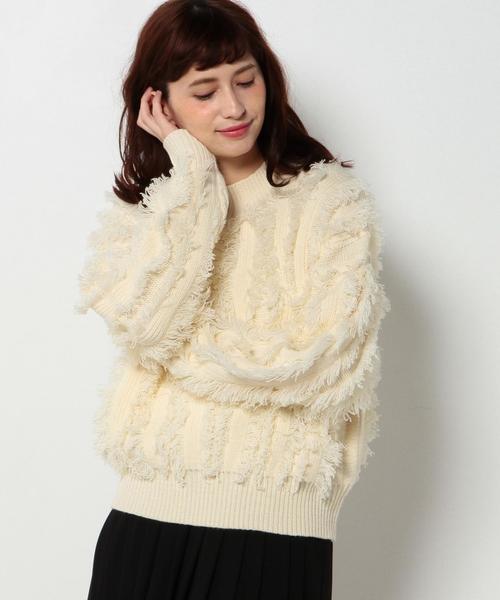 Another Edition（アナザーエディション）の「フリンジハイネックプルオーバー/ AEBC ACﾌﾘﾝｼﾞHI/N PO（ニット/セーター・レディース・オフホワイト/ネイビー/ライトピンク・フリー）」の22枚目の写真