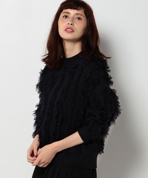 Another Edition（アナザーエディション）の「フリンジハイネックプルオーバー/ AEBC ACﾌﾘﾝｼﾞHI/N PO（ニット/セーター・レディース・オフホワイト/ネイビー/ライトピンク・フリー）」の9枚目の写真