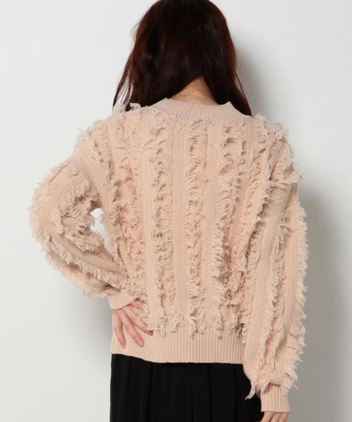 Another Edition（アナザーエディション）の「フリンジハイネックプルオーバー/ AEBC ACﾌﾘﾝｼﾞHI/N PO（ニット/セーター・レディース・オフホワイト/ネイビー/ライトピンク・フリー）」の11枚目の写真