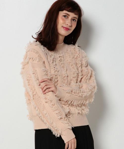 Another Edition（アナザーエディション）の「フリンジハイネックプルオーバー/ AEBC ACﾌﾘﾝｼﾞHI/N PO（ニット/セーター・レディース・オフホワイト/ネイビー/ライトピンク・フリー）」の12枚目の写真