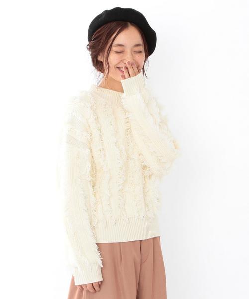 Another Edition（アナザーエディション）の「フリンジハイネックプルオーバー/ AEBC ACﾌﾘﾝｼﾞHI/N PO（ニット/セーター・レディース・オフホワイト/ネイビー/ライトピンク・フリー）」の14枚目の写真