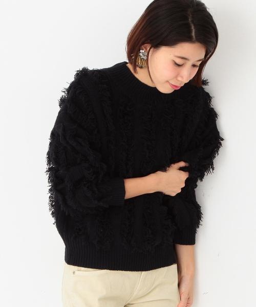 Another Edition（アナザーエディション）の「フリンジハイネックプルオーバー/ AEBC ACﾌﾘﾝｼﾞHI/N PO（ニット/セーター・レディース・オフホワイト/ネイビー/ライトピンク・フリー）」の7枚目の写真